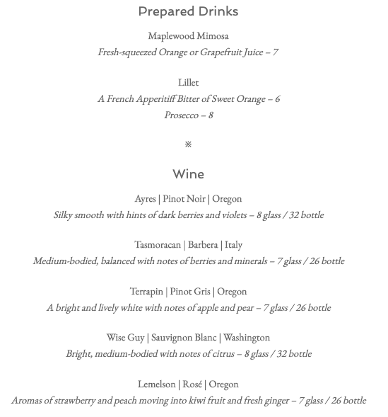 drink menu