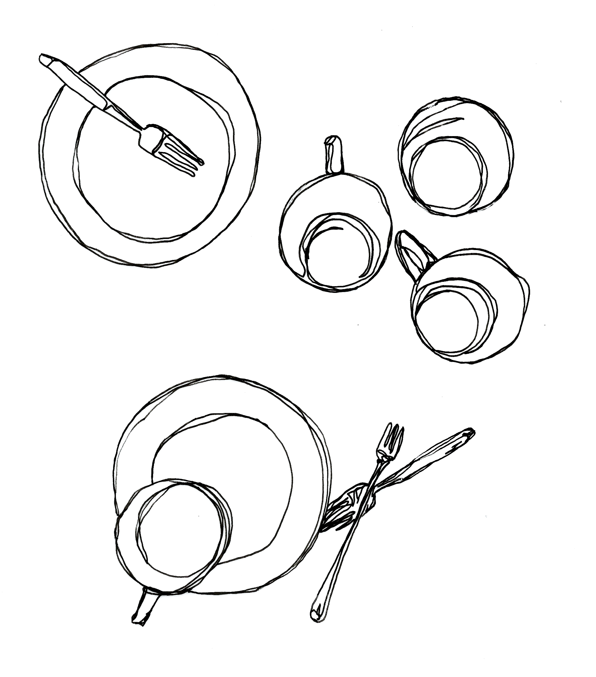 drawing of dishes